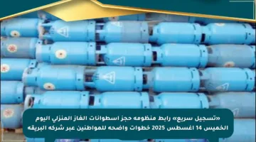 «تسجيل سريع» رابط منظومة حجز اسطوانات الغاز المنزلي اليوم الخميس 14 أغسطس 2025 خطوات واضحة للمواطنين عبر شركة البريقة